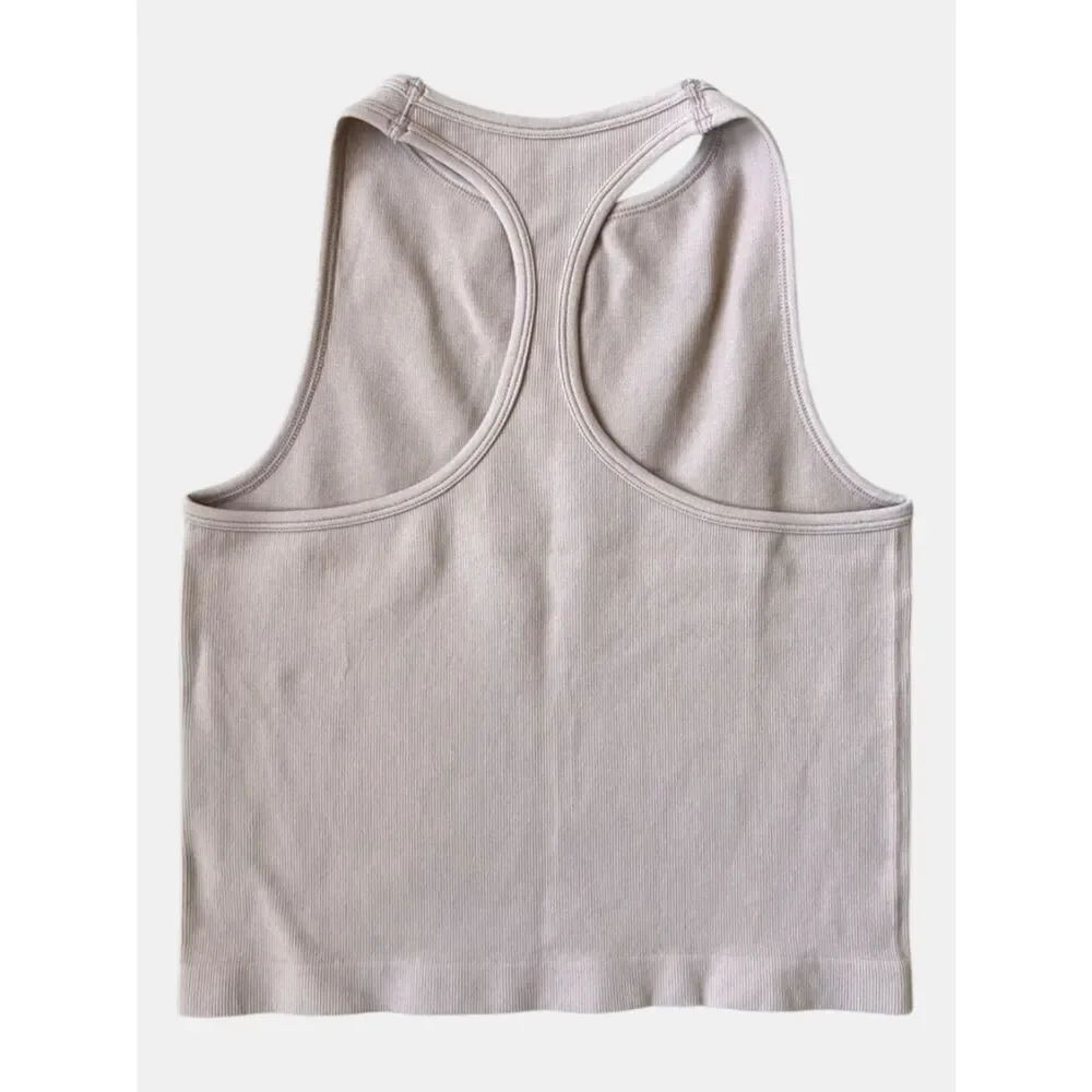 Free People Intimately Seamless Ribbed Racerback Crop Tank Taupe M/L NWT